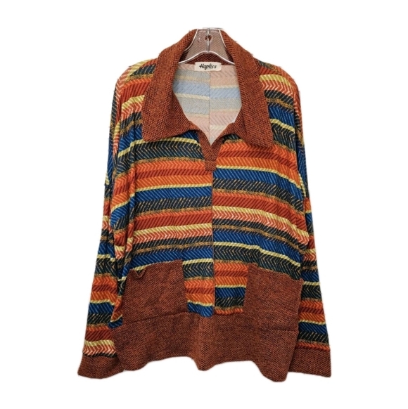 Haptics Tops - Haptics Multicolor Striped Long Sleeve Stretchy Shirt Women's Plus Size 1X NEW